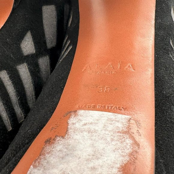 Alaia Black and Gray Suede Laser Cut Platform Booties Size 38 Heels - Picture 8 of 8